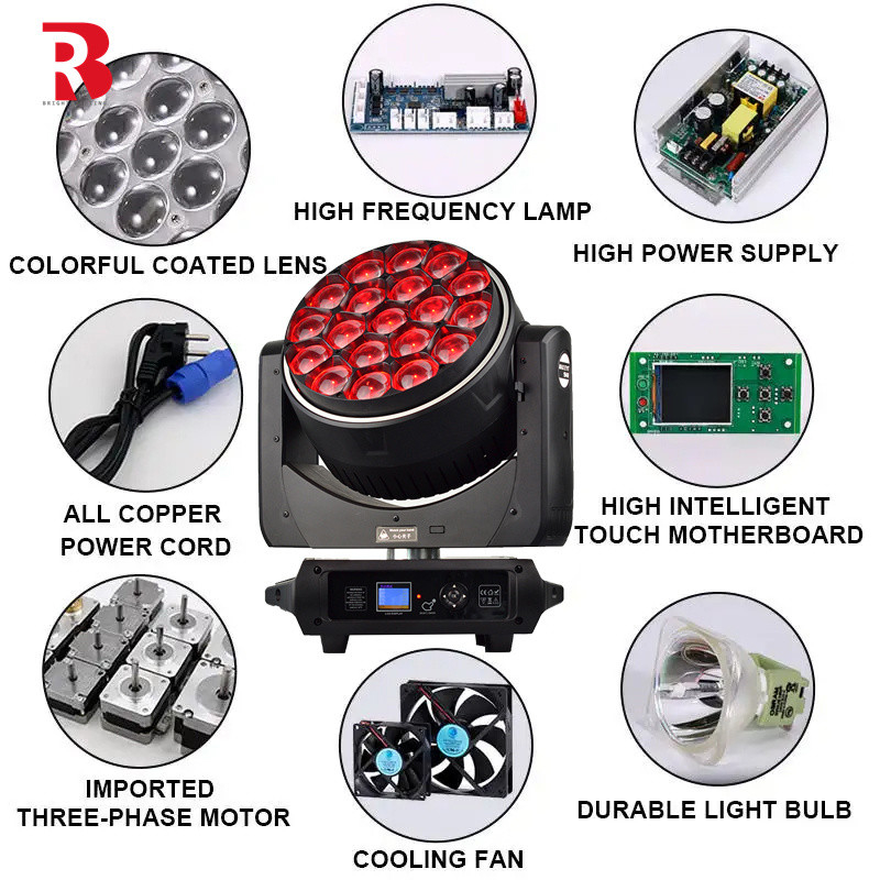 एलईडी मधुमक्खी आंख 19PCS 40W आरजीबीडब्ल्यू 4in1 चलती सिर मंच प्रकाश कारखाने