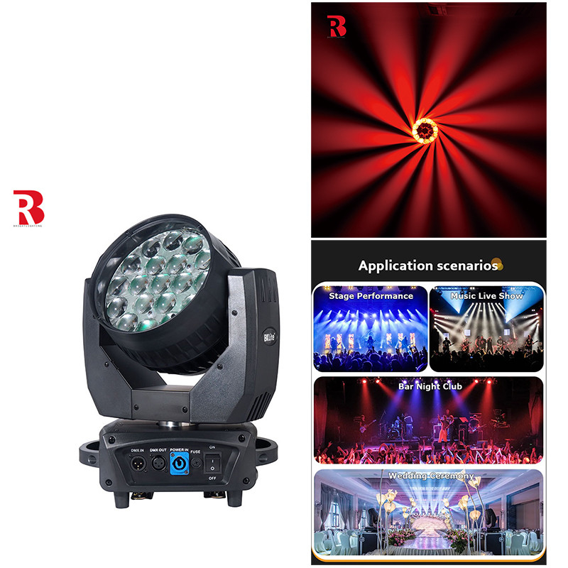 19pcs 15W आरजीबीडब्ल्यू 4 इन 1 एलईडी वॉश स्टेज लाइटिंग सम्मेलन स्थलों के लिए बॉलरूम